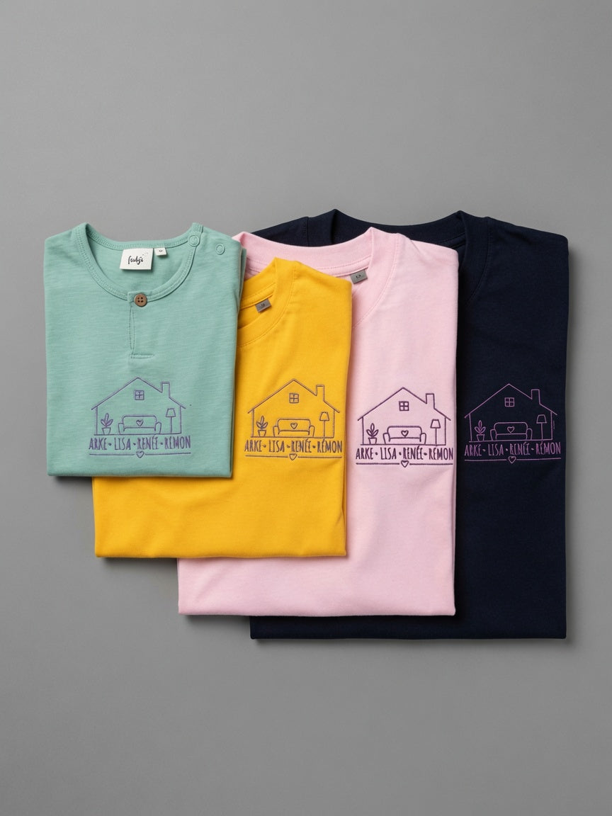 T-shirt met geborduurde lijntekening