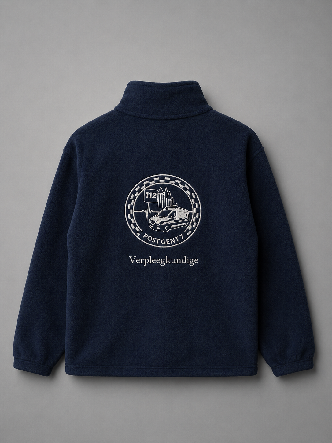 Zip-neck fleece met geborduurde lijntekening