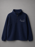 zip-neck fleece met geborduurde tekst